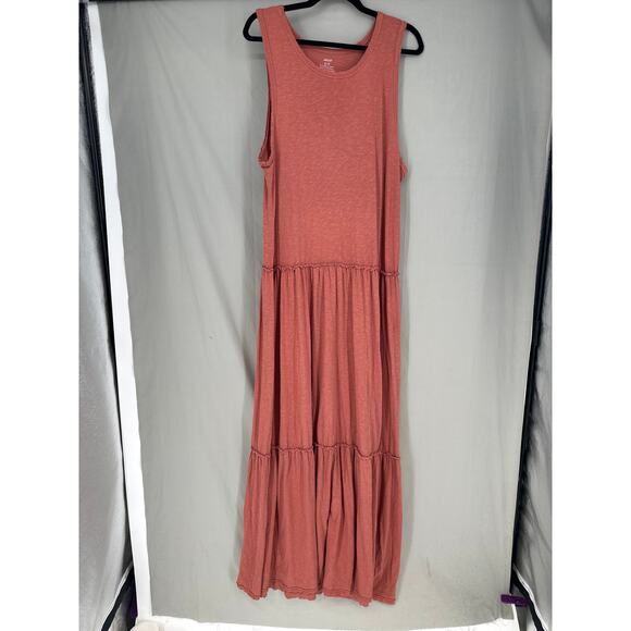 Aerie Dress Womens XL Pink Maxi Tiered Flowy Comfy Casual Cottage Boho Cotton - Picture 5 of 7